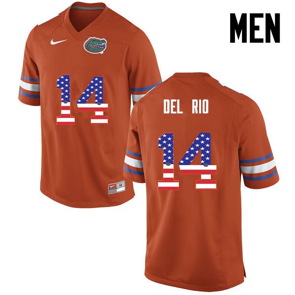 Florida Gators Men #14 Luke Del Rio College Football Jersey USA Flag Fashion Orange